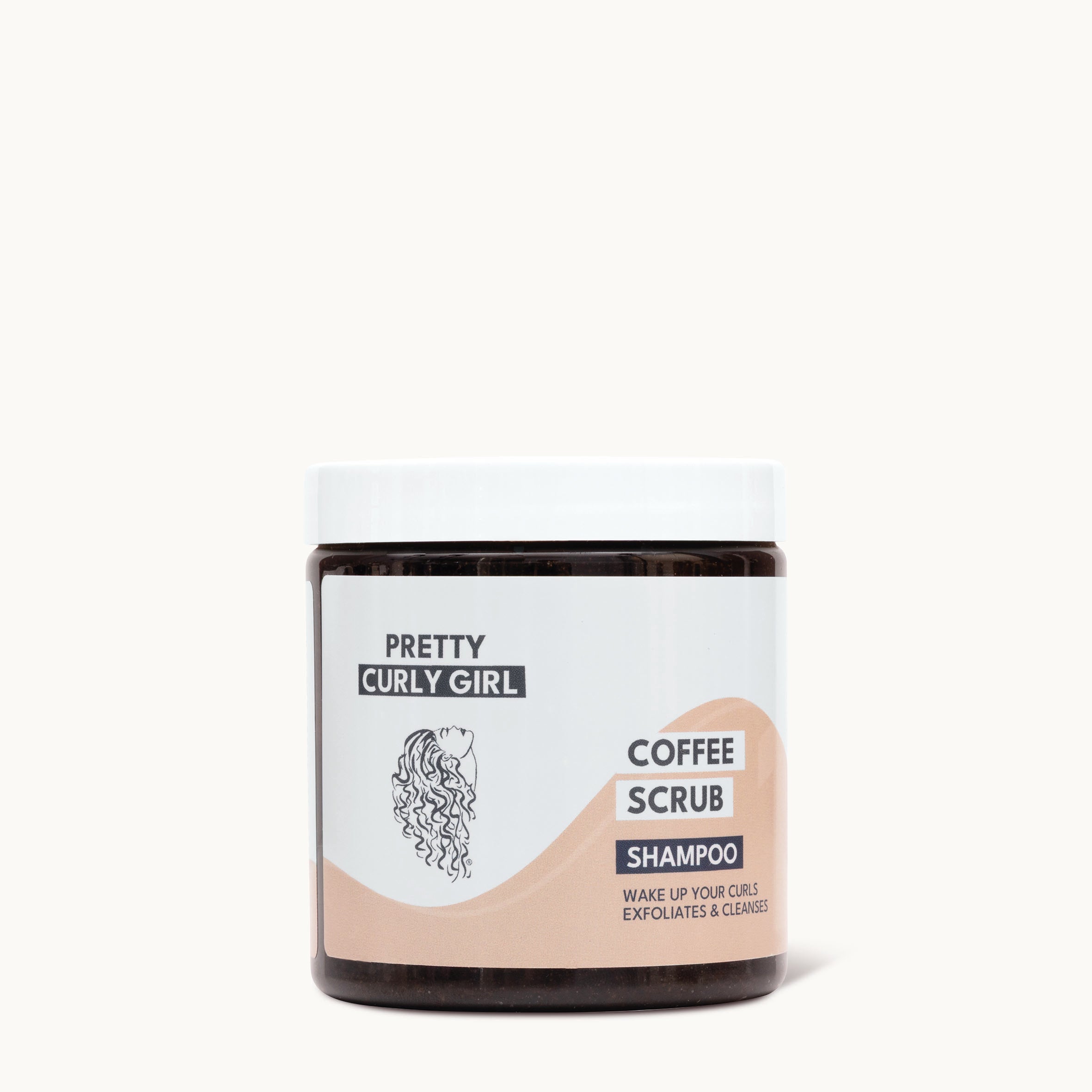 Coffee Scrub Mask 250ml | Pretty Curly Girl | Curly girl method approved | Vegan curly hair products | Krullen | Krullend haar | Hoofdhuid scrub en haarmasker voor krullen | Exfoliating scalp scrub curly hair | Natural curly hair care | Curly girl approved