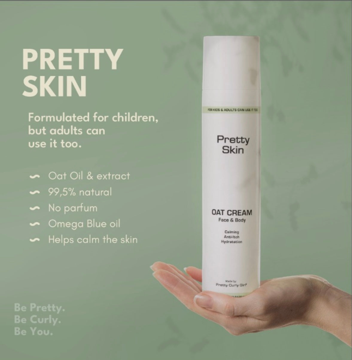 Eczema Oat Cream | Pretty Curly Girl | Natural skin relief cream | Vegan skincare | Havercrème voor gevoelige en eczeemgevoelige huid | Verzachtende en hydraterende crème met haverextract | Gentle oat cream for dry and irritated skin