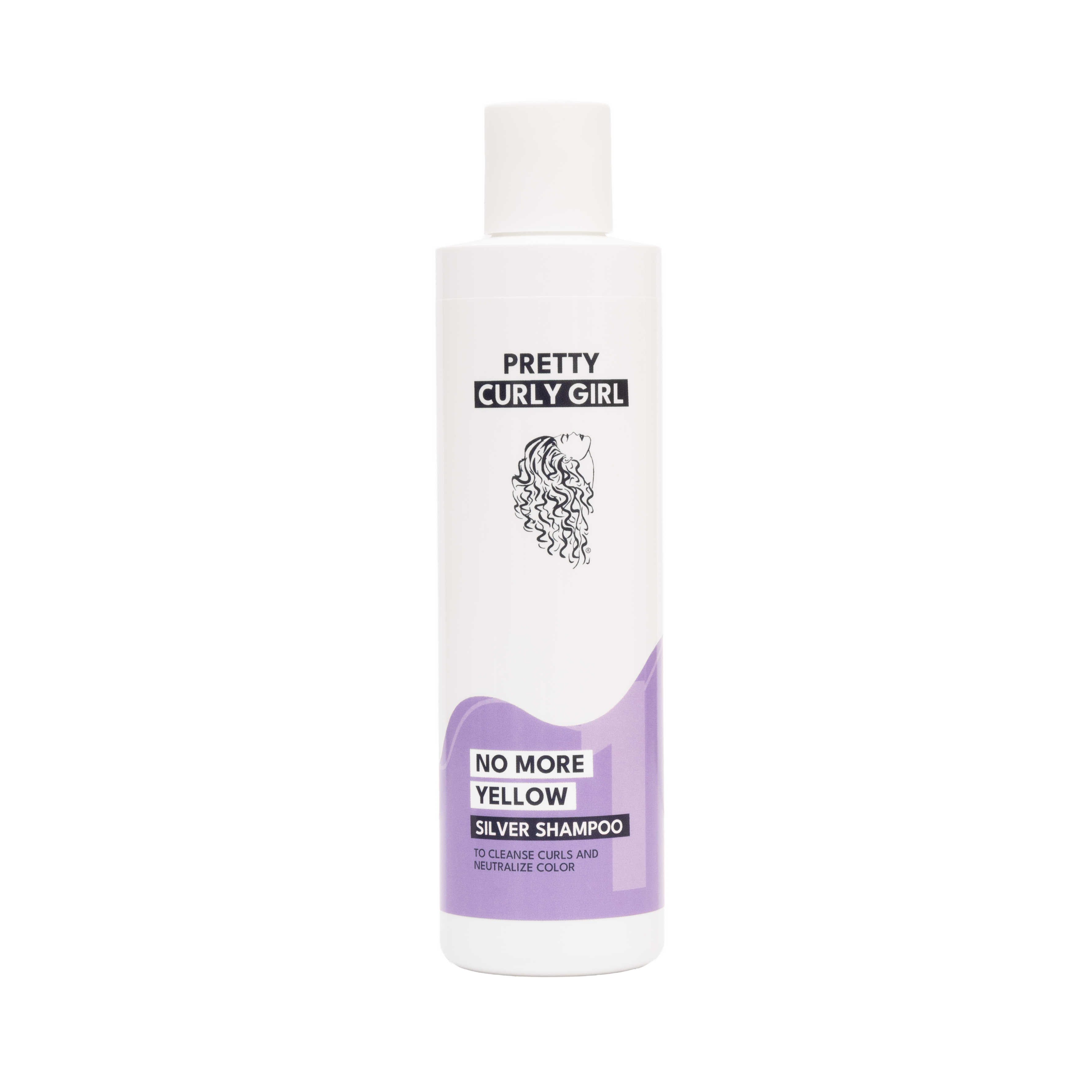 No More Yellow Silver Shampoo | Pretty Curly Girl | Curly Girl Method Approved | Vegan Curly Hair Products for Blonde & Grey Curls