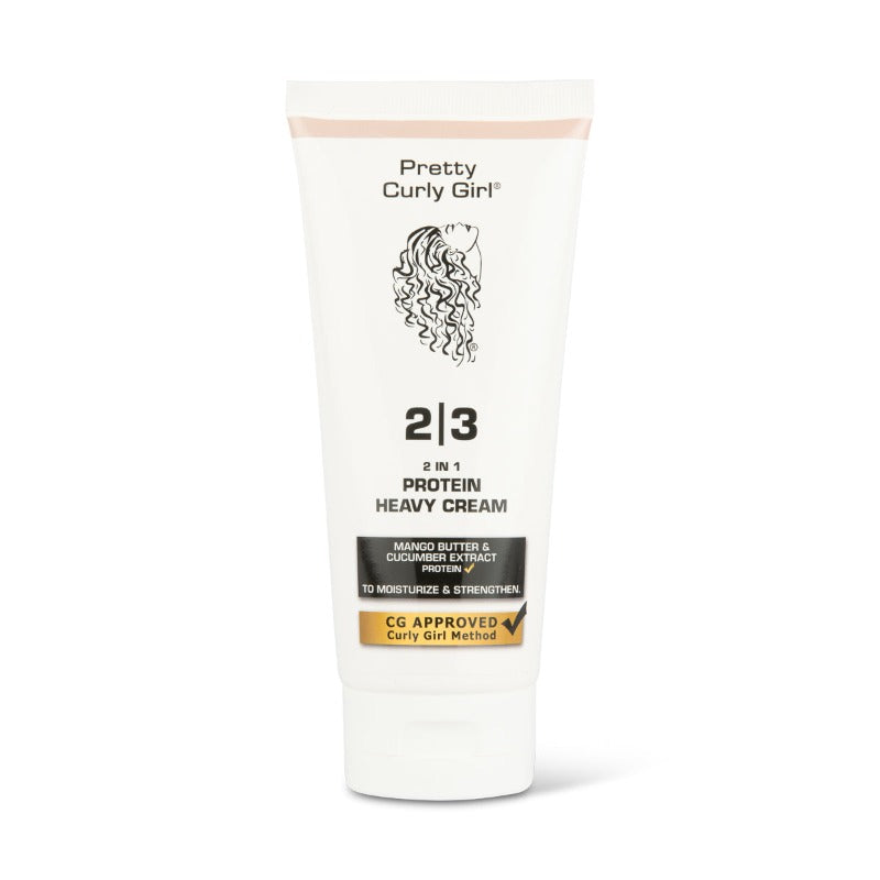 2in1 Protein Heavy Cream | Pretty Curly Girl | Curly girl method approved | Vegan curly hair products | Krullen | Krllend haar | Intensieve proteïnecrème voor sterker en veerkrachtig haar | 2in1 leave-in and styling cream for curly hair | Curly girl approved
